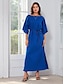 baratos Vestidos Casuais-Belted Off Shoulder Maxi Dress in Cotton and Linen