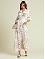 abordables Print Dresses-Sequin Pocket Roll Up Sleeve Maxi Shirt Dress