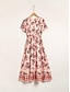 cheap Print Dresses-Stretch Satin Textured Lace Trim Maxi Dress