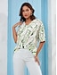 billige Blouses-Graphic Satin Leaves Casual Shirt