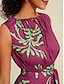 cheap Print Dresses-Satin Floral Sleeveless Maxi Dress(Belt Included)