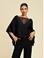 abordables Blouses-Lace Paneled Satin Cape Top