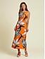 economico Print Dresses-Satin Floral Sleeveless Maxi Dress