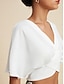 abordables Blouses-Satin Ruched V Neck Crop Top