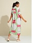 abordables Print Dresses-Rainbow Geometric Design Midi Shirt Dress