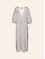economico Print Dresses-Polka Dot Tie Front Raglan Sleeve Maxi Dress