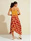 economico Print Dresses-Spaghetti Strap Floral Chiffon Maxi Dress