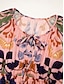 economico Print Dresses-Lace Floral Elegant Short Sleeve Midi Dress