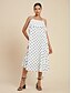 cheap Print Dresses-Chiffon Pleated Dot Swing Midi Dress