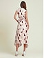 economico Print Dresses-Geometry Lace V Neck Midi Dress