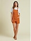 billige Jumpsuits-Cotton Linen Pocket Relaxed Overall Shorts