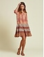 billige Print Dresses-Silk Floral Y Neck Maxi Dress