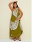economico Print Dresses-Satin One Shoulder Maxi Dress