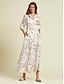 baratos Print Dresses-Sequin Curve Pocket Roll Up Maxi Shirt Dress