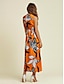 billige Print Dresses-Elegant Satin Floral Maxi Dress