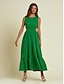 baratos Vestidos Casuais-Cotton Linen Sleeveless Maxi Dress