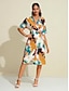 billige Print Dresses-Satin Twist V Neck Knee Length Dress