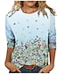 preiswerte T-shirts-Damen T Shirt Purpur Rote Leicht Blau Bedruckt Blumen Schmetterling Casual Täglich Langarm Rundhalsausschnitt Basic Vintage Standard Blume Abstrakt Farbe S