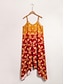 cheap Print Dresses-Chiffon Irregular Hem Spaghetti Strap Floral V Neck Maxi Dress