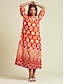 billige Print Dresses-Satin Waves V Neck Maxi Dress