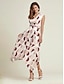 abordables Print Dresses-Geometry Lace V Neck Midi Dress