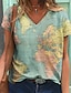 abordables Super Sale-Mujer Camiseta Blusa Graphic Mapa del mundo Multicolor Estampado Calle Diario Básico Moderno Camiseta Manga Corta Escote en Pico verde claro Verano