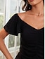 abordables Blouses-Elegant Butterfly Sleeve V Neck Shirt