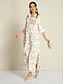 abordables Print Dresses-Sequin Curve Pocket Sleeve Maxi Dress
