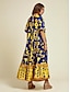 baratos Print Dresses-Split Neck Satin Maxi Dress