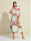 economico Print Dresses-Geometric Rainbow Midi Shirt Dress