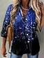 abordables Tops &amp; Blouses-Mujer Camisa Blusa Granate Azul vaquero Negro Botón Estampado A Rayas Brillante Casual Fin de semana Manga Larga Cuello Camisero Ropa de calle Regular S