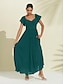 cheap Casual Dresses-Pleated Chiffon A Line Maxi Dress