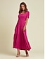 preiswerte Maxi-Kleider-Tencel Ruched Scoop Neck Maxi Dress