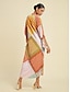 cheap Print Dresses-Rainbow Cyclic Print High Neck Maxi Dress