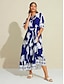 economico Print Dresses-Lace Up Satin Floral Maxi Dress