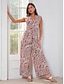 abordables Combinaisons-Cotton Cross Collar Belted Jumpsuit