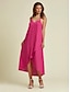 cheap Casual Dresses-Cotton and Linen Irregular Hem Cami Sleeveless V Neck Midi Dress