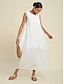 billige Print Dresses-Reversible Cotton Linen Sleeveless Maxi Dress