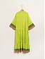 economico Print Dresses-Geometric Satin Y Neck Maxi Dress