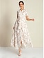 baratos Print Dresses-Belted Short Sleeve Maxi Dress