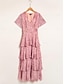 economico Print Dresses-Floral Chiffon V Neck Maxi Dress
