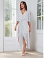abordables Print Dresses-Polka Dot Raglan Sleeve Cross Front Maxi Dress