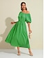 abordables Robes Décontracté-Dresses Ruched Belted Vacation Green M L