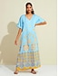 billige Print Dresses-Silk Floral V Neck Maxi Dress