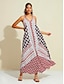 cheap Print Dresses-Bandana Print Halter Neck Swing Maxi Dress