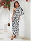 billige Print Dresses-Floral Satin Puff Sleeve Maxi Dress