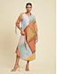 cheap Print Dresses-Rainbow Cyclic Print High Neck Maxi Dress