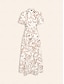 abordables Print Dresses-Belted Short Sleeve Maxi Shirt Dress