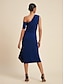 economico Vestiti casual-Minimalist One Shoulder Midi Dress