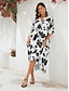 billige Print Dresses-Elegant Floral V Neck Midi Dress
